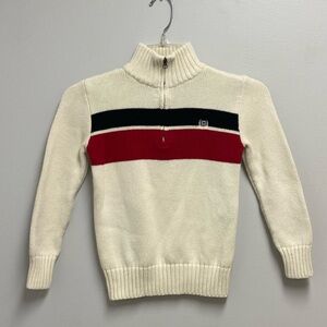 Boys CHAPS Cream Sweater with Red and Black Stripes size boys 7